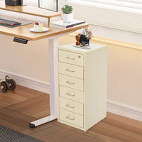 Lockable Rolling Metal File Cabinet| 6-Drawer Home Office Document Storage Container with Wheels| Off-white/Green/Yellow - Buy online at  Vibe In Cart.