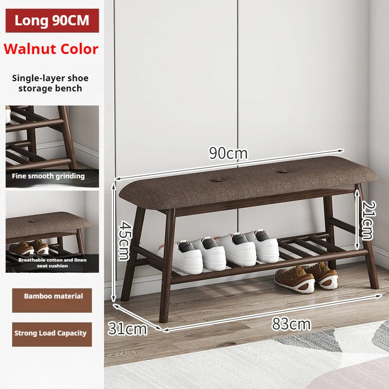 Cushioned Shoe Changing Stool with Integrated Shoe Rack