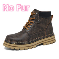 Men's Ankle Boots Lace-Up Flat Heel Bonded Leather Insole