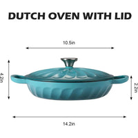 Enameled Cast Iron Dutch Oven, 3.8 Quart with Handles, Blue-Green Cookware, Braisier Pan with Lid - Buy online at  Vibe In Cart.