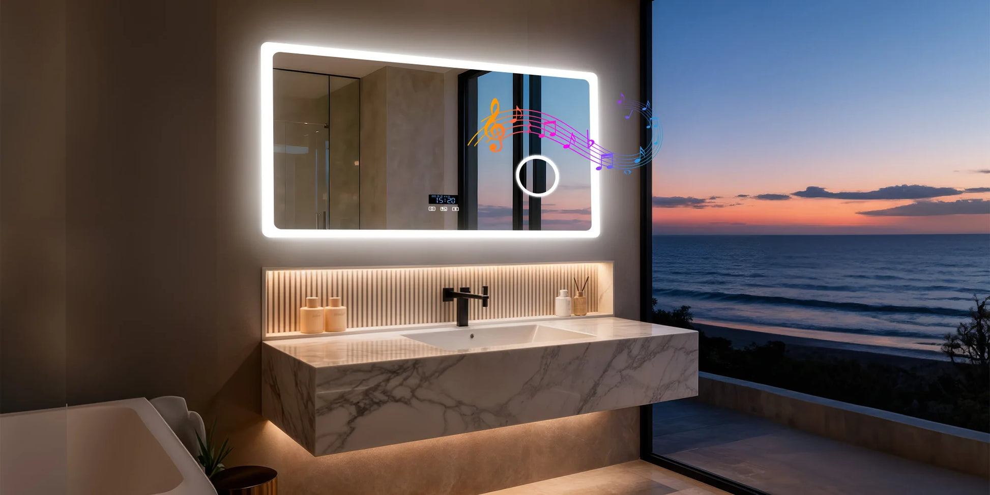 80/100/120/CM LED Bluetooth Bathroom Mirror Touch Antifog with 3X Magnifier Dimmable Date and Time Setting Vanity Mirror - Buy online at  Vibe In Cart.