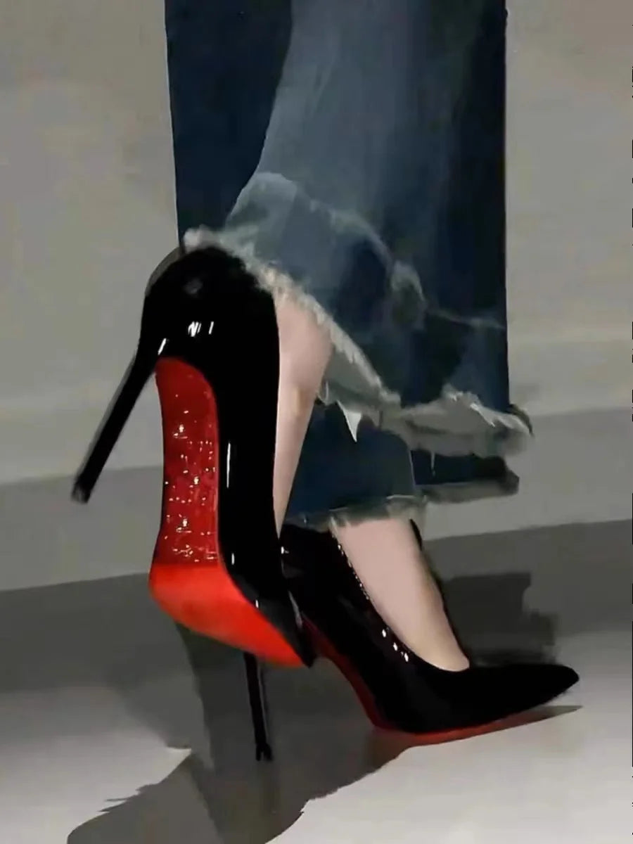 2025 New Trend Sexy Patent Leather High Heels Women's Slip-On Pointed Stilettos Rhinestone High Heels Women's Sandals Zapatos - Buy online at  Vibe In Cart.