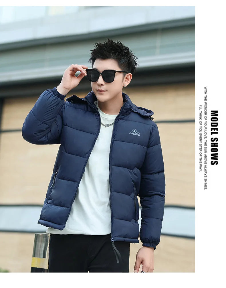 Men's Winter Jacket Windproof Thermal Hooded Parka Coat with Detachable Hood Heavy Duty Ski Jacket for Outdoor Cold Weather - Buy online at  Vibe In Cart.