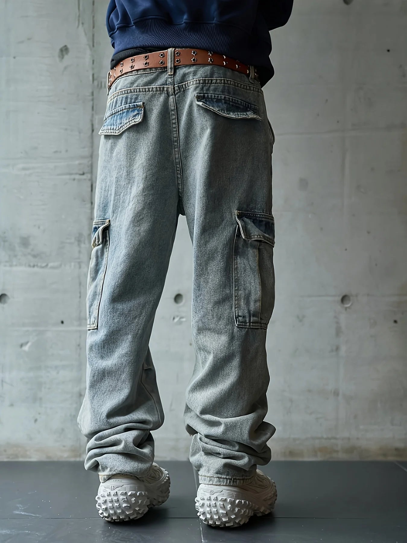 Men's multi pocket denim work pants straight leg denim pants - Buy online at  Vibe In Cart.