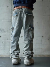 Men's multi pocket denim work pants straight leg denim pants - Buy online at  Vibe In Cart.