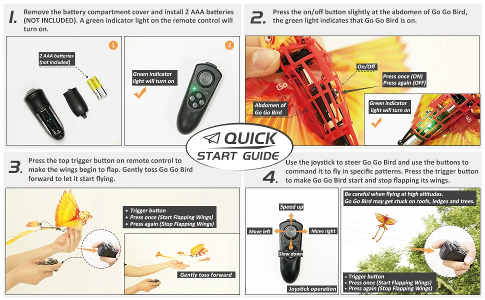 Green Mini Remote Control Flying Pterosaur with Flapping Wings