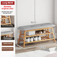 Cushioned Shoe Changing Stool with Integrated Shoe Rack