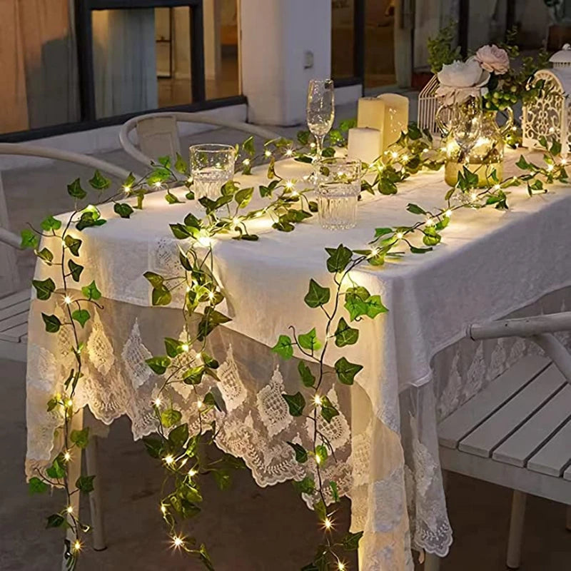 2Meter Fake Green Leaf Ivy Vine with LED Lights String for Home Bedroom Decor Wedding Glowing Artifical Plant Garland Home Decor - Buy online at  Vibe In Cart.