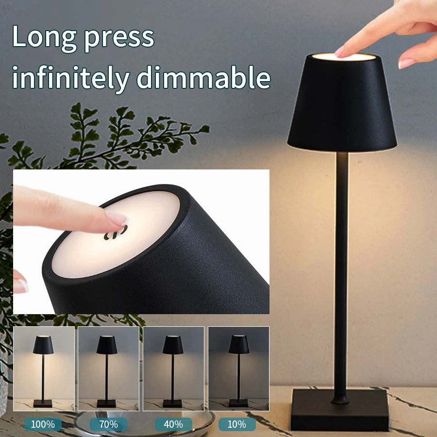 Rechargeable LED Table Lamp Touch Switch 3 Levels Dimmable Desk Lights Bar Club Dinner Creative Decorative Ambient Lighting - Buy online at  Vibe In Cart.