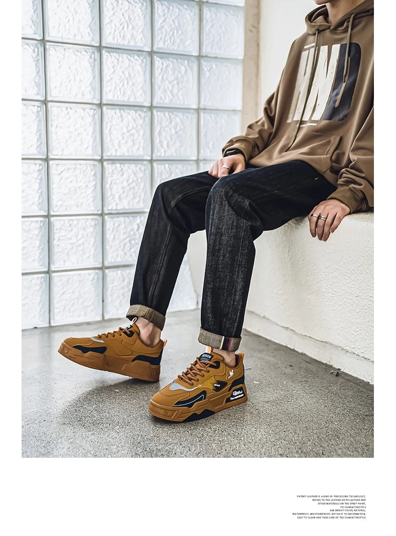 Men's Low-Top Lace-Up Skateboarding Shoes With Rayon Material