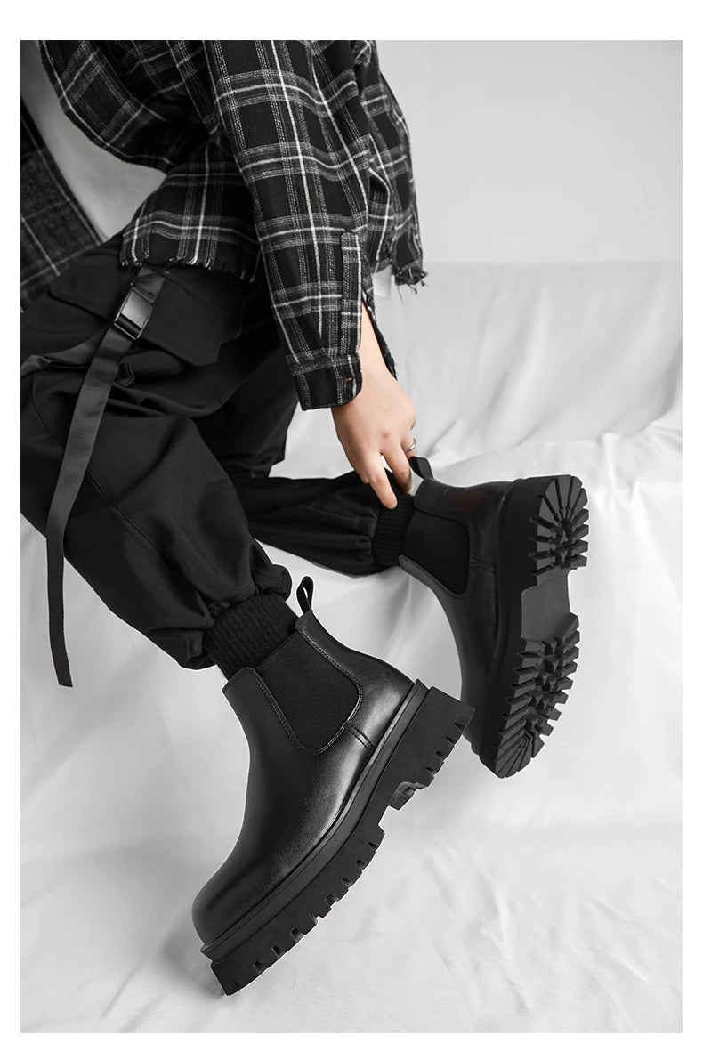 Men's Versatile Casual British Style Heightening Chelsea Boots, Paired with Trendy and Simple Ankle Boots for Outerwear. - Buy online at  Vibe In Cart.