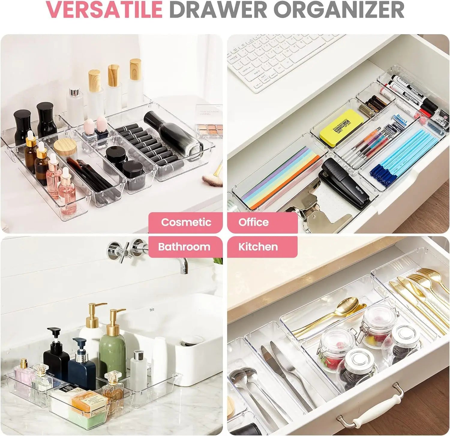 Transparent PET Drawer Storage Box Set for Organization