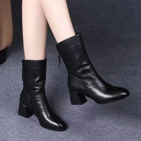 2024 New Women Versatile Leather Boots Fashion antislip high heels female Casual comfortable boot External Wear Trendy shoes - Buy online at  Vibe In Cart.