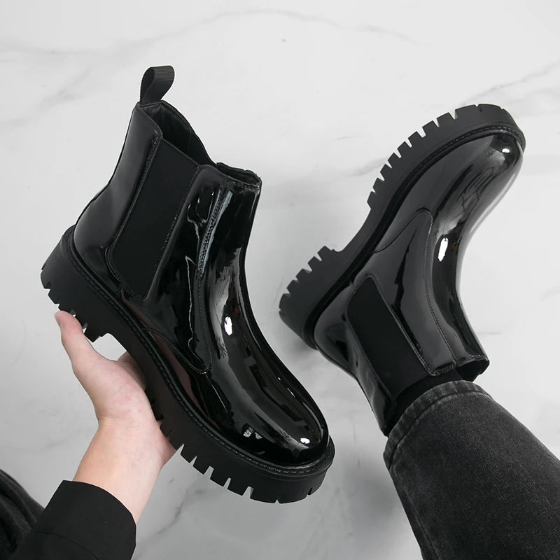 Men Chelsea Boots PU Thick Soled Round Toe Classic Comfortable Men High Top Boots - Buy online at  Vibe In Cart.