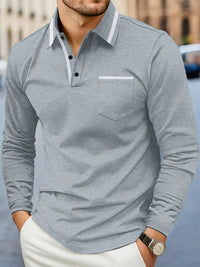 Spring and fall best-selling fashion golf men's lapel pocket comfortable casual sports solid color long sleeve breathable top - Buy online at  Vibe In Cart.