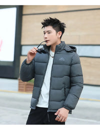 Men's Hooded Thermal Windproof Winter Jacket with Detachable Hood