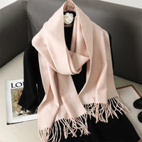 Women's Thick Warm Winter Polyester Scarf with Tassels