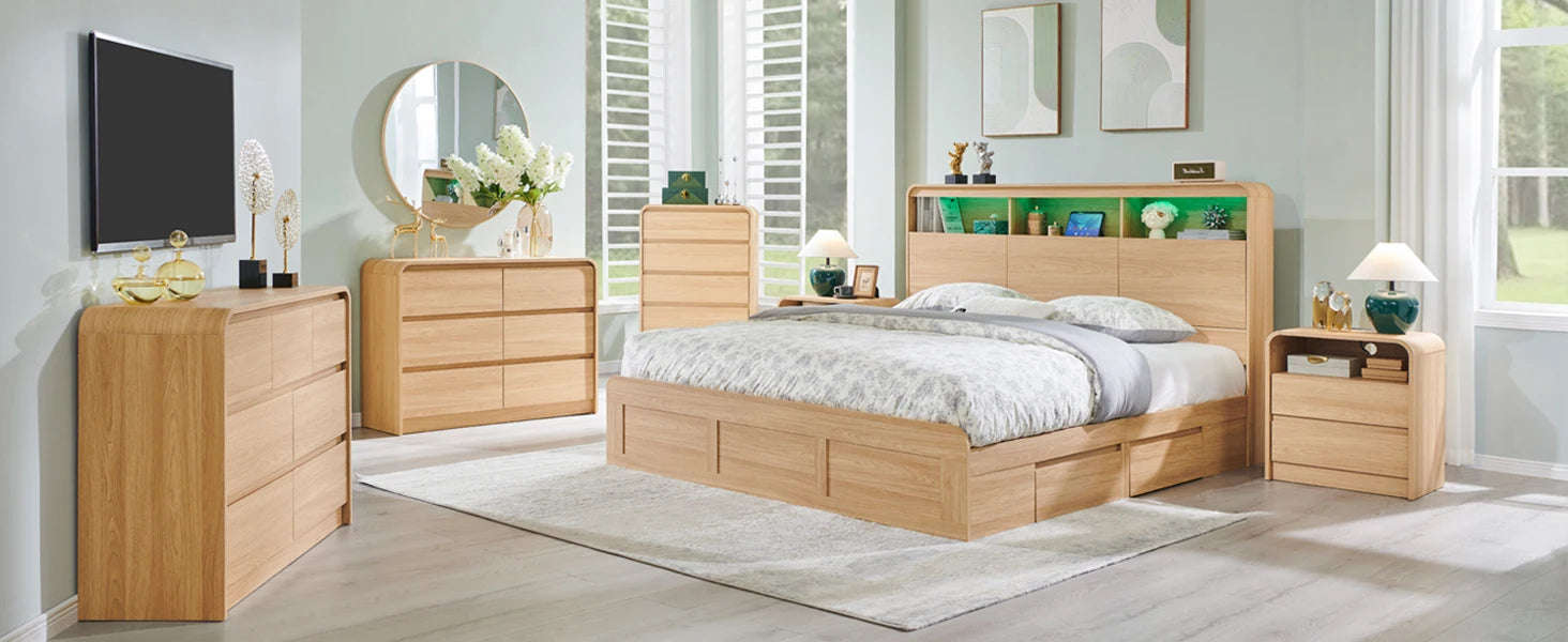 25" Tall Modern Nightstand with Charging Station, 23.6'' Wide Wood Bedside Table w/2 Storage Drawers,for Bedroom, Living Room - Buy online at  Vibe In Cart.