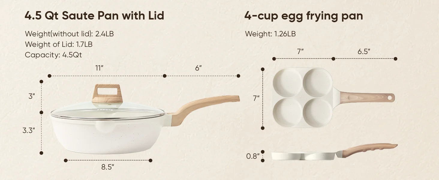 21Pcs Pots and Pans Set, Nonstick Cookware Sets, White Granite Induction Cookware Non Stick Cooking Set w/Frying Pans - Buy online at  Vibe In Cart.