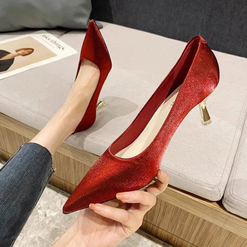 Women's French Style Pointed Toe High Heels for Autumn/Winter - Shallow Cut Stiletto Pumps,Retro Commuter Dress Shoes - Buy online at  Vibe In Cart.