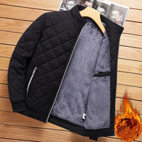 Autumn Winter Bomber Jacket Men Diamond Pattern Fleece Lined Casual Jacket Men Fashion Clothing 2023 Brand New Slim Fit Coat - Buy online at  Vibe In Cart.