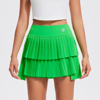 Women's Mini Pleated Sports Skort with Pockets and Double Layer
