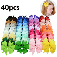Kids Bow Hair Clip Set With 20 Or 40 Pieces, Random Colors, Grosgrain Ribbon