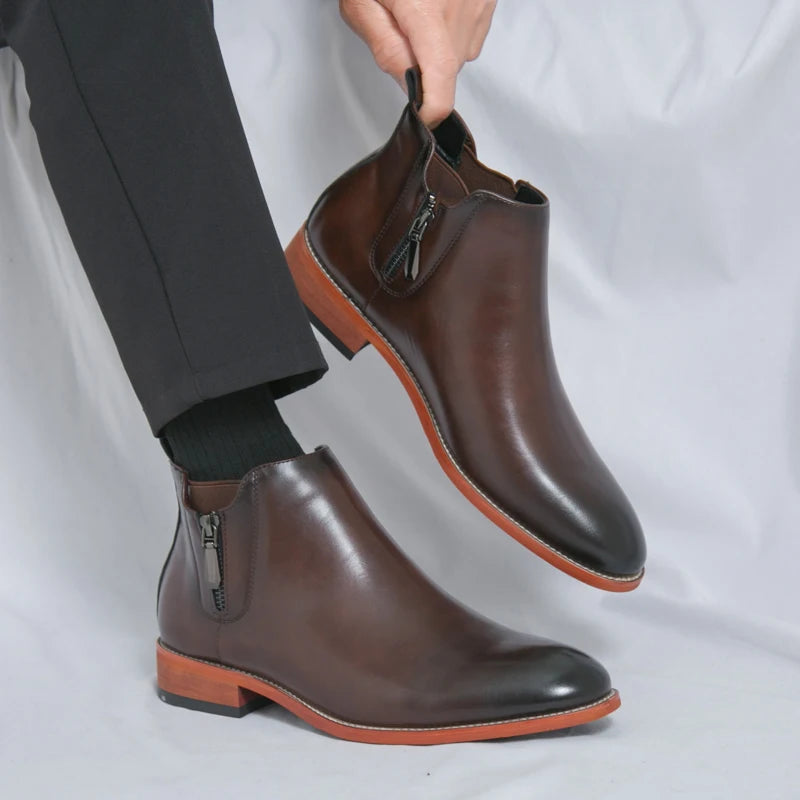 British Style Men's Chelsea Boots Casual Leather High Top Shoes Versatile Male Ankle Boots New Leather Man Business Shoes Botas - Buy online at  Vibe In Cart.