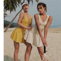 Tennis Dress Female Sleeveless Sport Suits Training Running Fitness Short Skorts Golf Badminton Tracksuits Padded Yoga Skirts - Buy online at  Vibe In Cart.