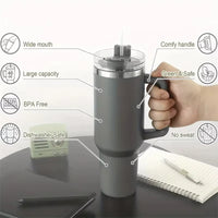 40oz Tumbler Vacuum Insulated Thermos Custom Travel Cup Stainless Steel Water Bottle Coffee Mugs With Handle Outdoor Drinkware - Buy online at  Vibe In Cart.