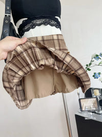 Plaid Pleated Mini Skirt Thick Wool Short Skirt High Waist Box-pleat Miniskirt for Women Teen-girl Preppy Style Outfit - Buy online at  Vibe In Cart.