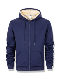 Winter Thick Fleece Zipper Hoodies Thicken Warm Jackets Long Sleeve Sweatshirts Casual Sports Fleece Black Coats Hooded Men Coat - Buy online at  Vibe In Cart.