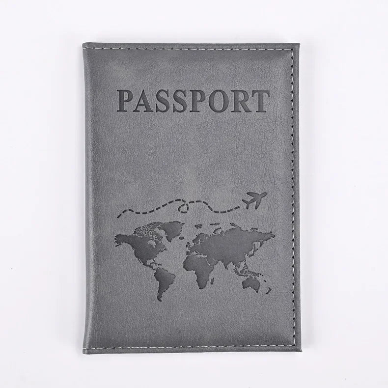 Solid PU Leather Passport Holder Wallet Card Case for Travel