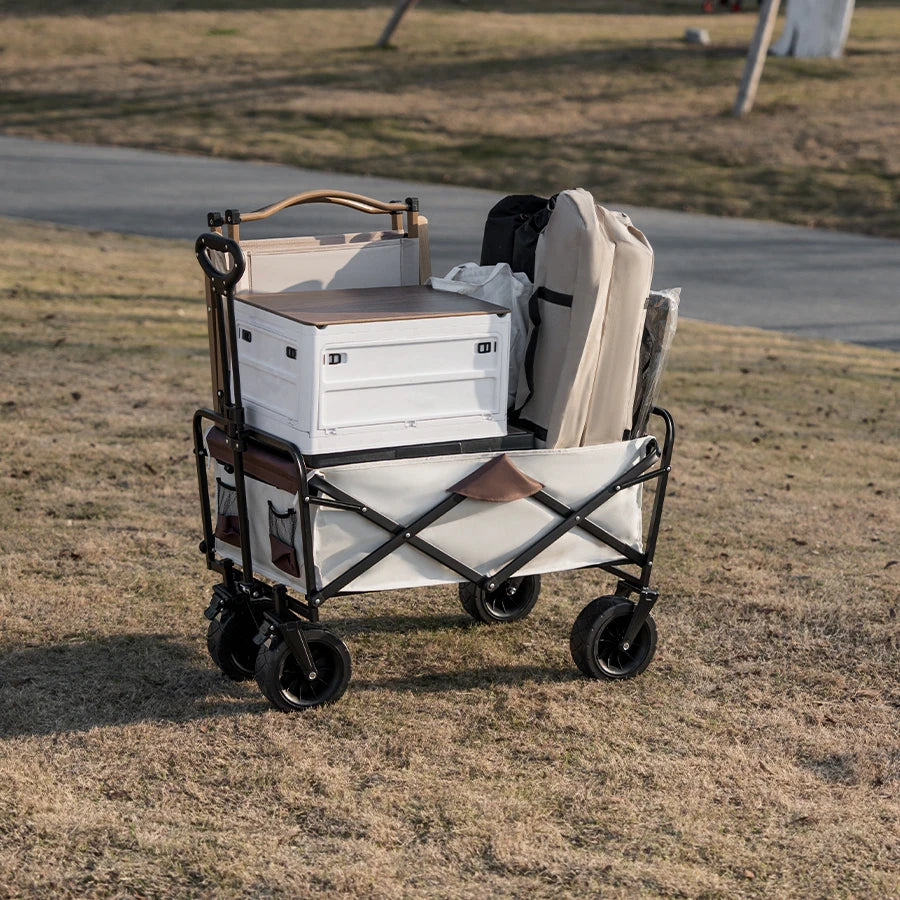 Collapsible Folding Heavy Duty Utility Wagon for Outdoor, Black