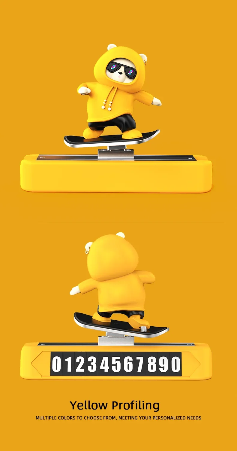 New Dashboard Car Decorations Skateboard Bear Magnetic Parking Number Plate Creative Car Cartoon Interior Interior Accessories - Buy online at  Vibe In Cart.