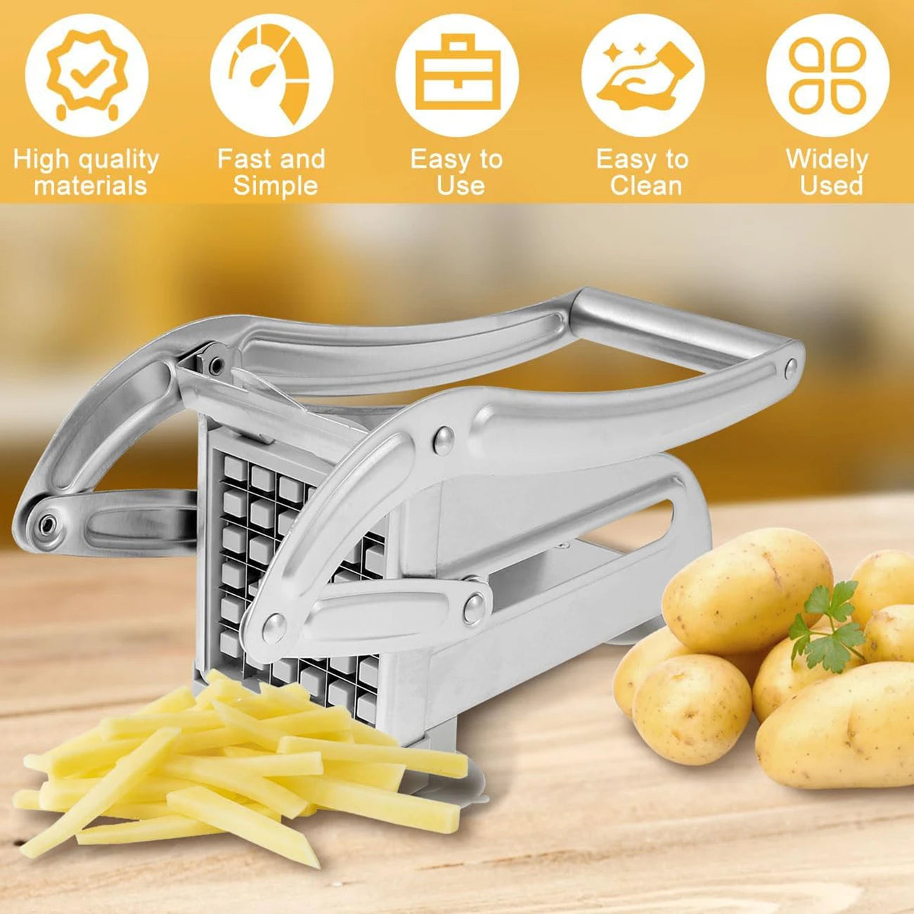 French Fries Cutter Stainless Steel Potato Slicer Quick-Cut Potato Slicer with 36/46-Hole Blade Manual Kitchen Tool - Buy online at  Vibe In Cart.