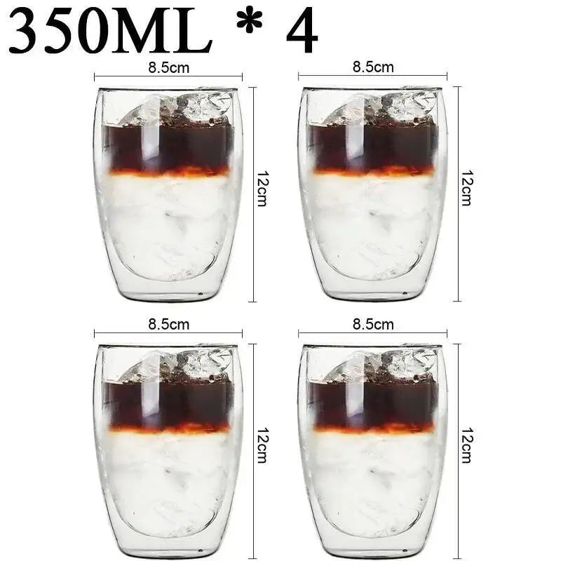 2-6PCS Double Wall High Borosilicate Glass Mug Heat Resistant Tea Milk Espresso Coffee Juice Water Cup Bar Drinkware Gift - Buy online at  Vibe In Cart.