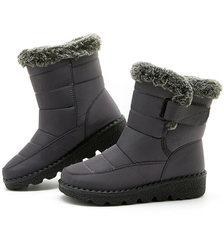 Boots Waterproof Fur Boots For Snow Women's Winter Shoes Low Heels Women Middle Boots Winter Footwear Warm Combat Shoes Woman - Buy online at  Vibe In Cart.