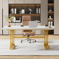 Modern Wooden Office Desk with Metal Legs, 70.9 Inches