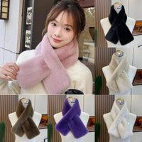 Women's Outdoor Winter Faux Fur Warm Solid Color Scarf