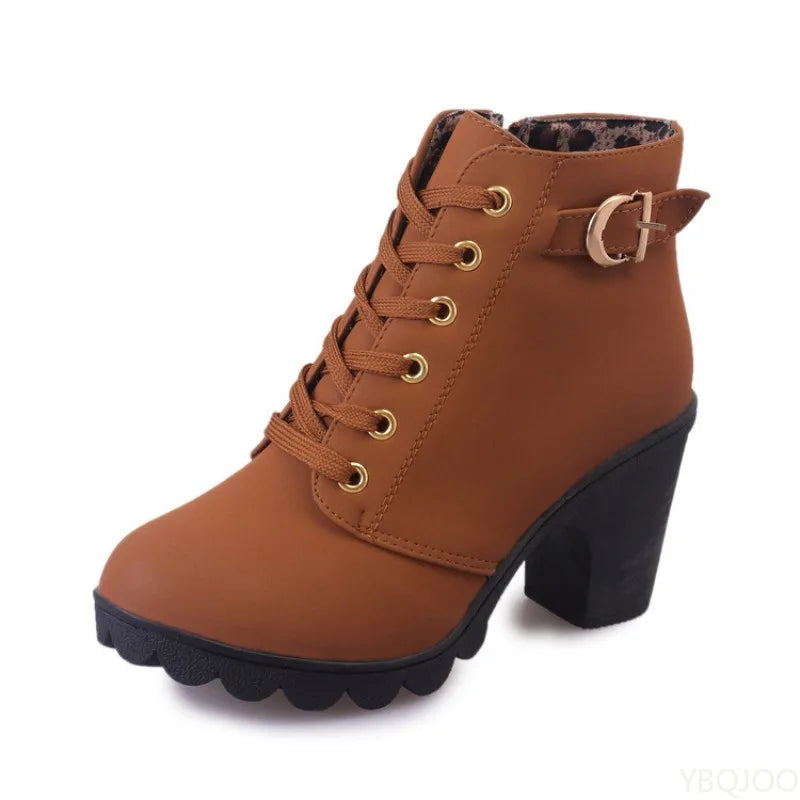 New Spring Winter Fashionable versatile Women Boots Lace-up Fashionable versatile Ladies Shoes comfortable High Heels Boots - Buy online at  Vibe In Cart.