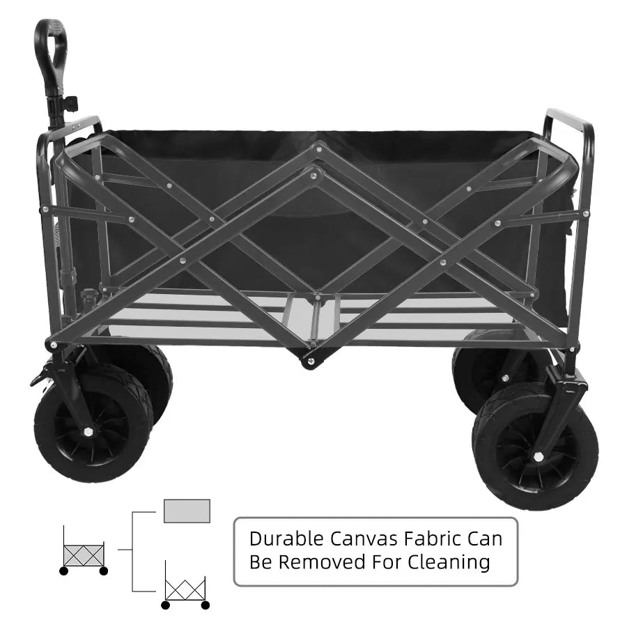 Collapsible Folding Utility Beach Wagon Cart Heavy Duty Large Capacity Fold Wagon Outdoor Trolley Portable Camping Cart Table - Buy online at  Vibe In Cart.