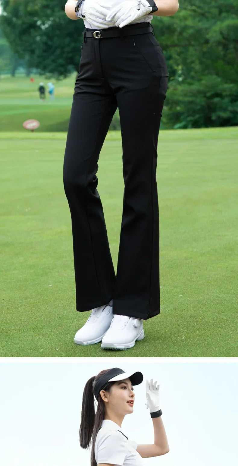 Pgm 2025 Spring Golf Clothing Women High Waist Golf Pants Korean Outdoor Sports Flared Trousers Female Elastic Slim Pants - Buy online at  Vibe In Cart.