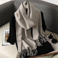 Women's Thick Warm Winter Polyester Scarf with Tassels