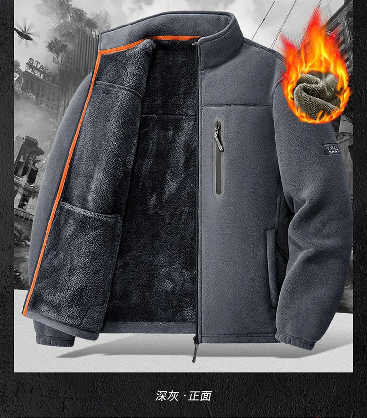 Men's Outdoor Fleece Jacket Thickened Autumn Winter Casual Versatile Comfortable Style Zipper Closure Long Sleeve Unisex Outwear - Buy online at  Vibe In Cart.