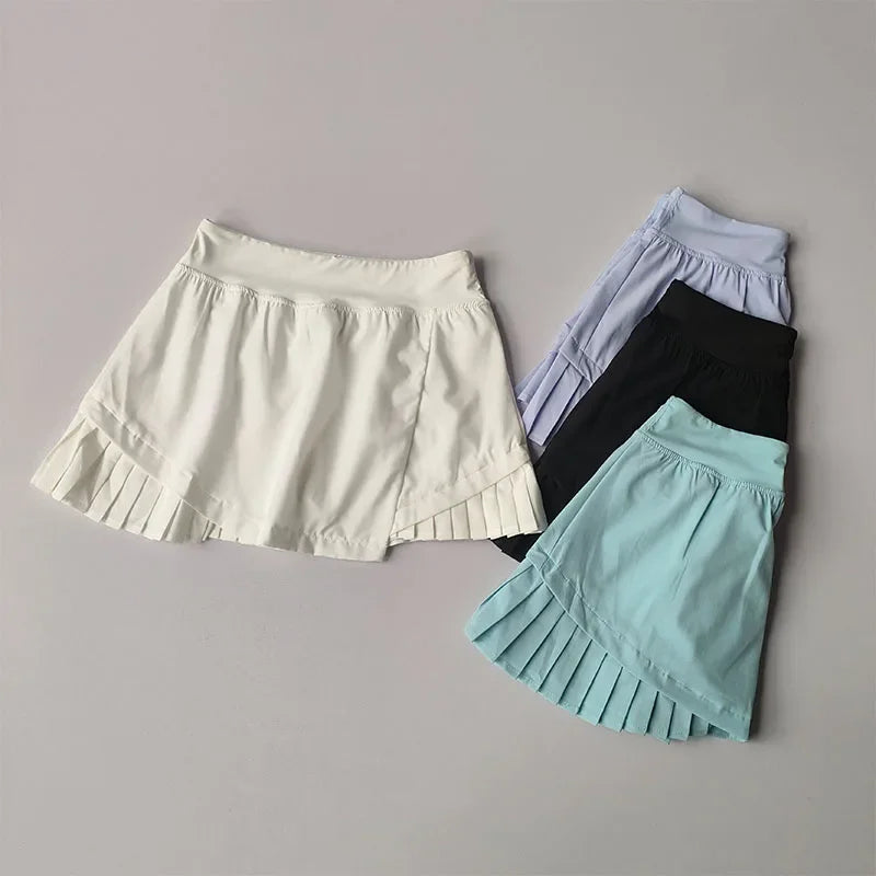 High Waisted Sports Short Skirt Summer New Style Cool Anti Glare Including Lined Shorts Fitness Yoga Quick Drying Pleated Skirt - Buy online at  Vibe In Cart.