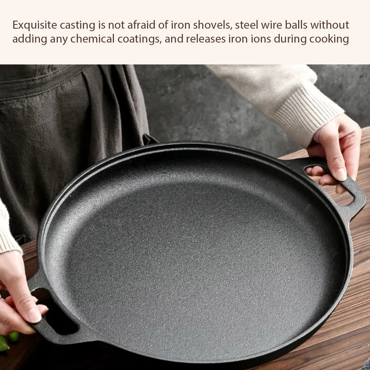 Cast Iron Frying Pan Non-stick pan Pizza Egg Pancake Pot Vegetable Steak Skillet Home Kitchen Flat Pan Omelette Outdoor Cookware - Buy online at  Vibe In Cart.