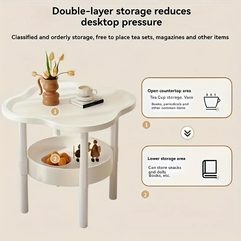 [Stylish Side Table] Stylish Modern Round Side Table with Storage Shelf | Space-Saving, Lightweight for Living Room, Bedroom - Buy online at  Vibe In Cart.