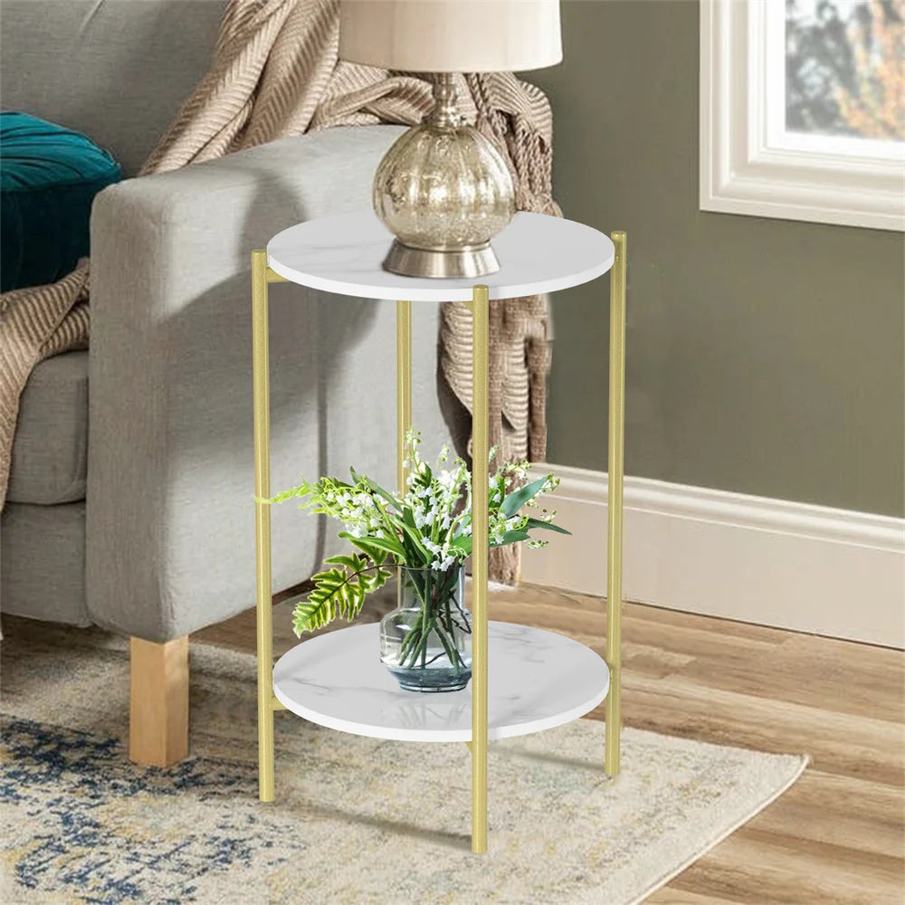 LUVODI 2-Tier Round Coffee End Tables Sofa Side Table Plant Stand with Storage Shelf Metal Frame for Living Room Bedroom - Buy online at  Vibe In Cart.