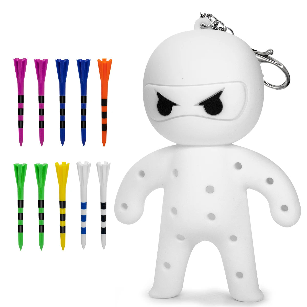 Soft Silicone Golf Tees Holder with Keychain and 10 Tees